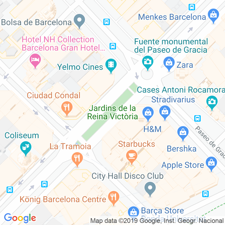 Código Postal calle Jardins De La Reina Victoria en Barcelona