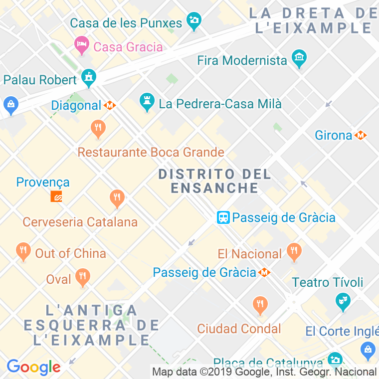 Código Postal calle Gracia, De, passeig (Impares Del 63 Al Final)  (Pares Del 74 Al Final) en Barcelona