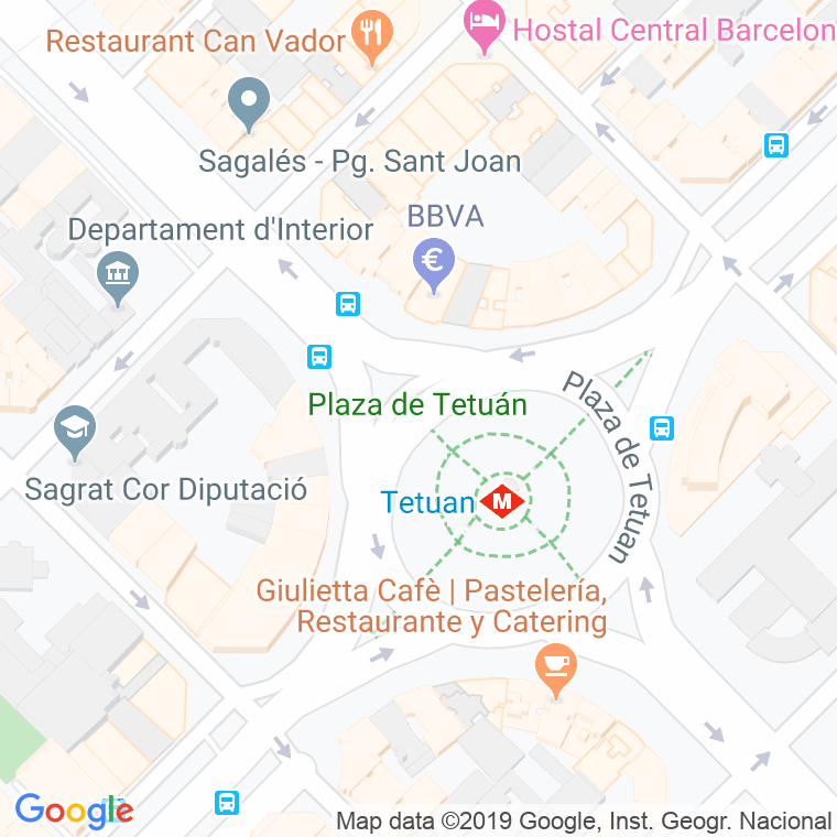 Código Postal calle Tetuan, plaça (Impares Del 21 Al 23)  (Pares Del 22 Al 0) en Barcelona