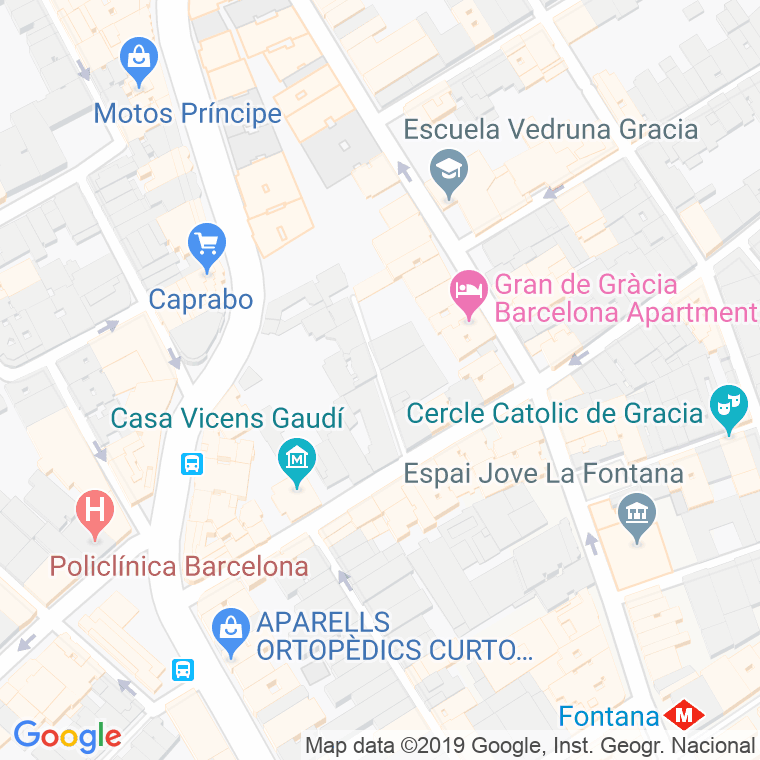 Código Postal calle Carolines, De Les, carrero en Barcelona