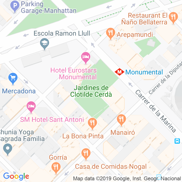 Código Postal calle Jandins De Clotilde Cerda en Barcelona