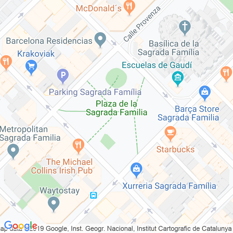 Código Postal calle Sagrada Familia, plaça (Impares Del 17 Al Final)  (Pares Del 18 Al Final) en Barcelona