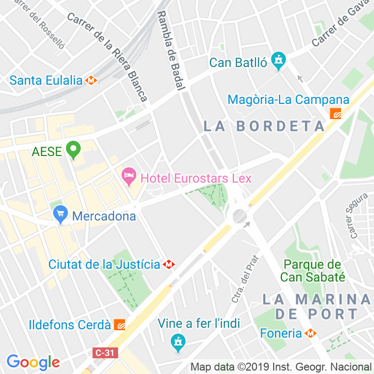 Código Postal calle Carrilet, Del, passatge en Barcelona