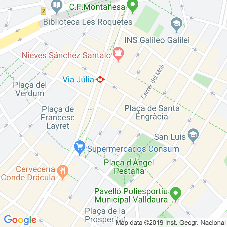 Código Postal calle Canyameres en Barcelona