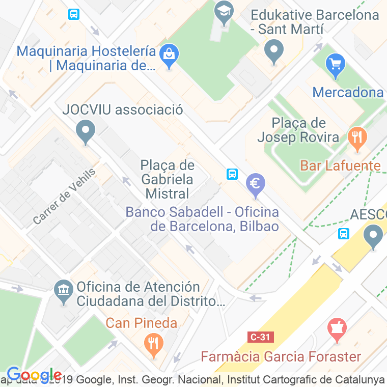 Código Postal calle Gabriela Mistral, plaça en Barcelona