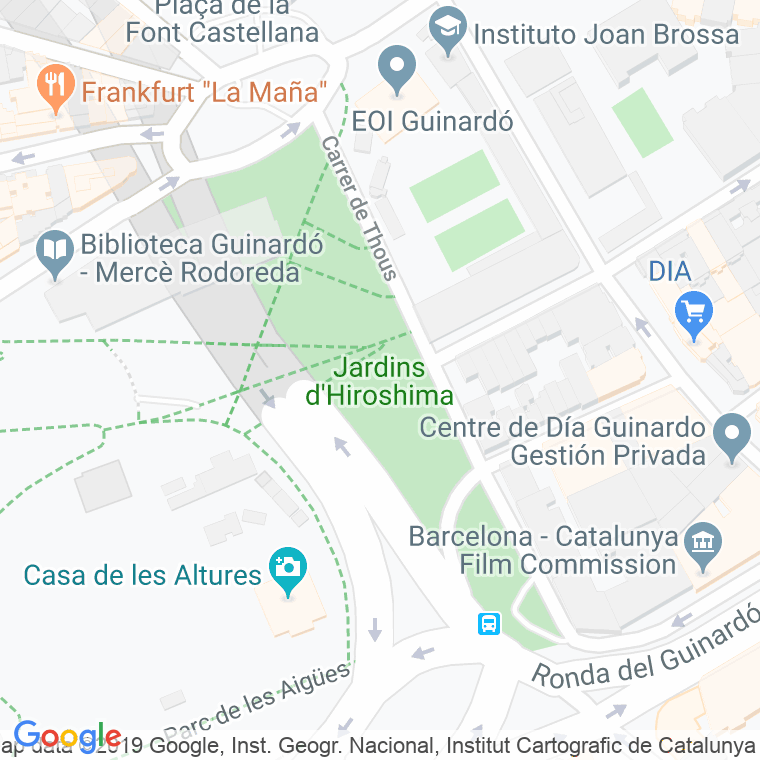 Código Postal calle Jardins D'hirosima en Barcelona