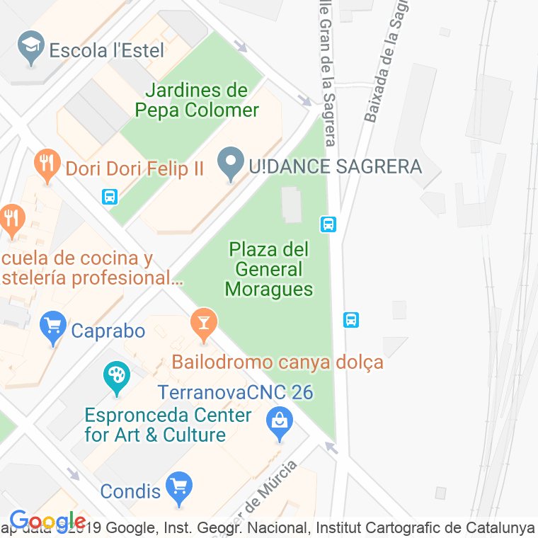 Código Postal calle General Moragues, plaça en Barcelona