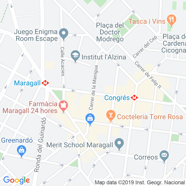 Código Postal calle Manigua en Barcelona