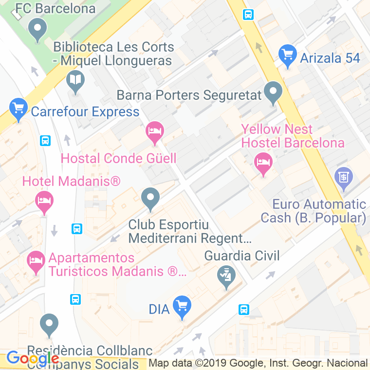 Código Postal calle Comte De Guell en Barcelona