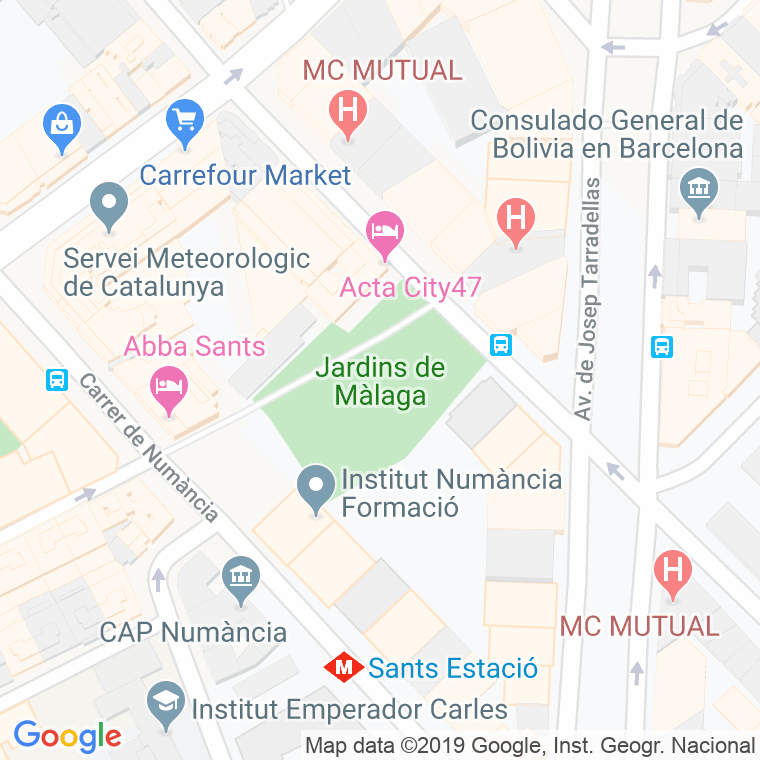 Código Postal calle Jardins De Malaga en Barcelona