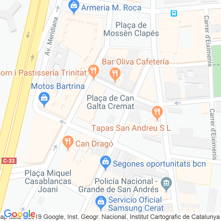 Código Postal calle Can Galta Cremat, De, plaça en Barcelona