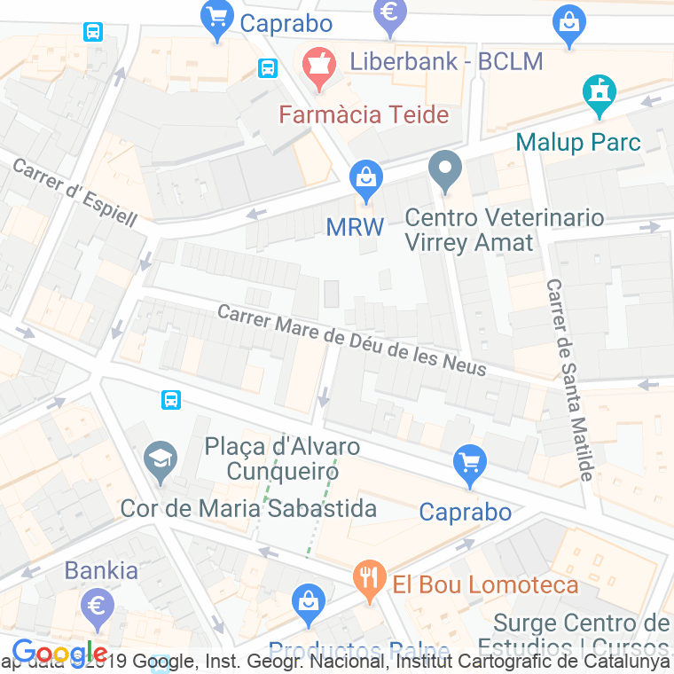 Código Postal calle Mare De Deu De Les Neus en Barcelona