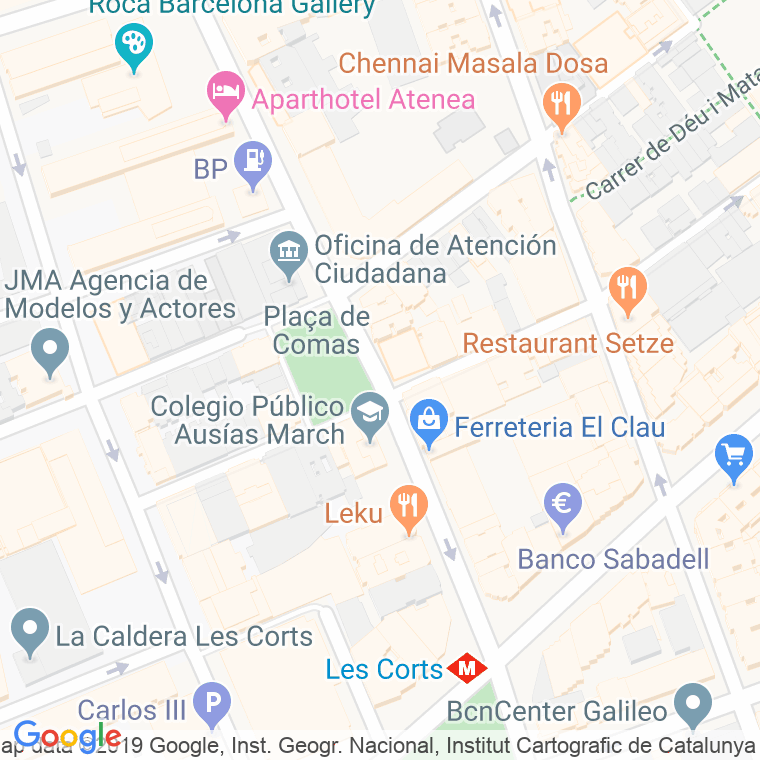 Código Postal calle Comas D'argemi, passatge en Barcelona