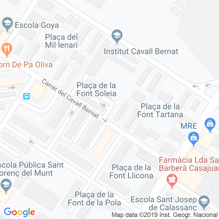 Código Postal calle Font Soleia, plaça en Terrassa