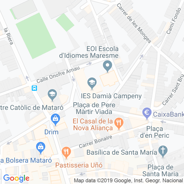 Código Postal calle Damia Campeny en Mataró