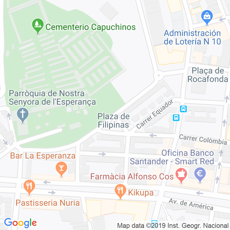 Código Postal calle Filipines, plaça en Mataró
