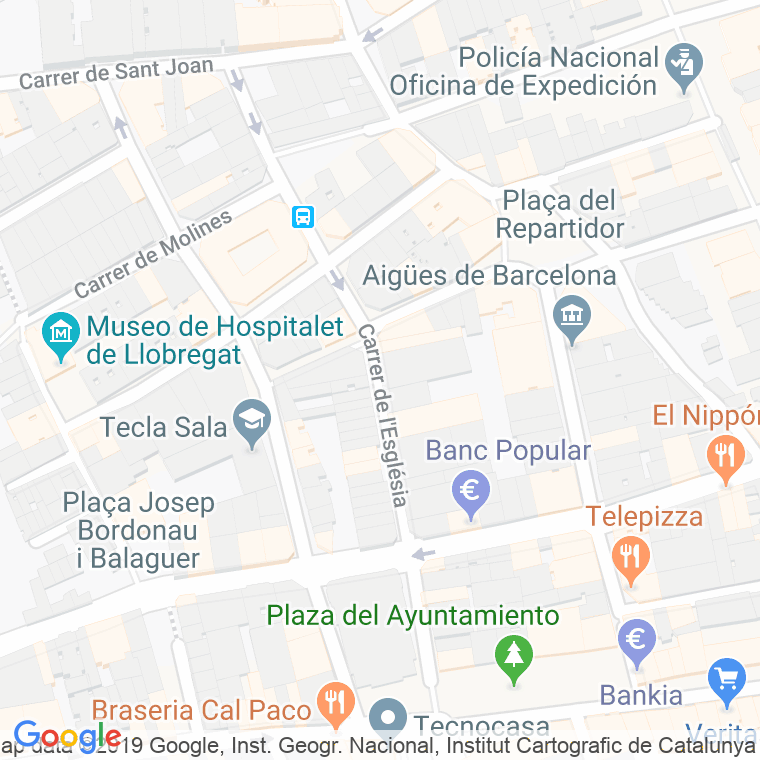 Código Postal calle Esglesia en Hospitalet de Llobregat,l'