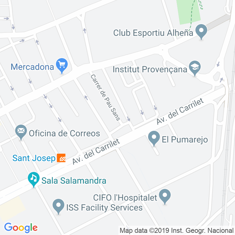 Código Postal calle Pau Sans en Hospitalet de Llobregat,l'