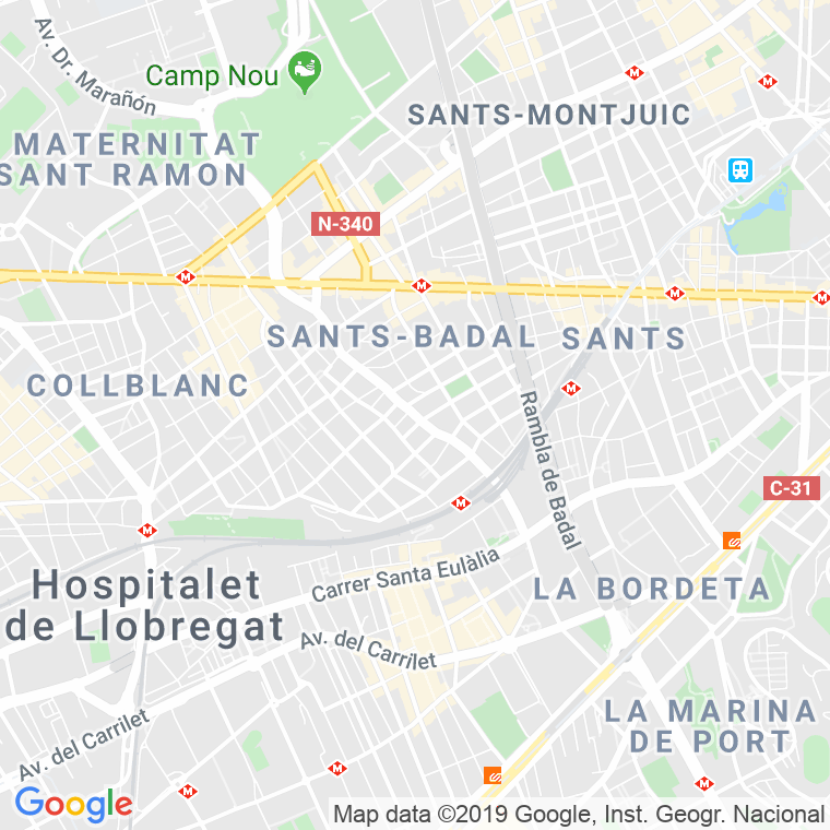 Código Postal calle Riera Blanca, De La (Nº Impares Ver Barcelona Callejero)   (Pares Del 2 Al 160) en Hospitalet de Llobregat,l'