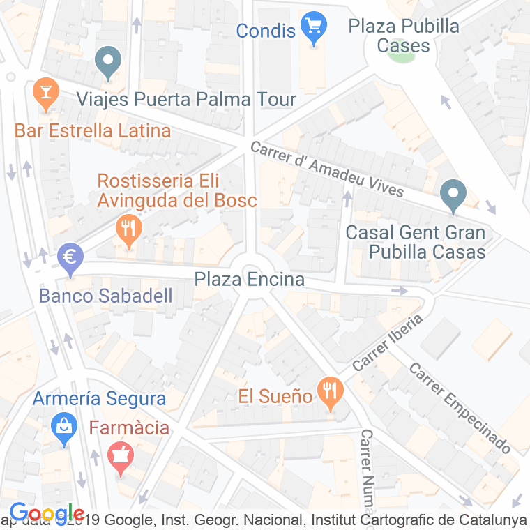 Código Postal calle Alzina, plaça en Hospitalet de Llobregat,l'