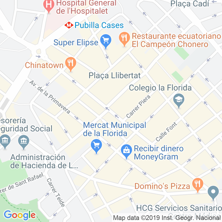 Código Postal calle Miraflors, avinguda (Impares Del 115 Al Final)  (Pares Del 102 Al Final) en Hospitalet de Llobregat,l'