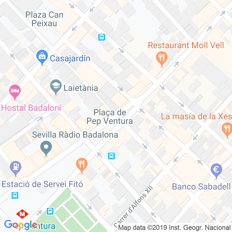 Código Postal calle Pep Ventura, plaça en Badalona