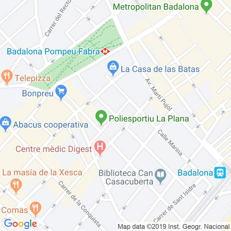 Código Postal calle Plana, passatge en Badalona