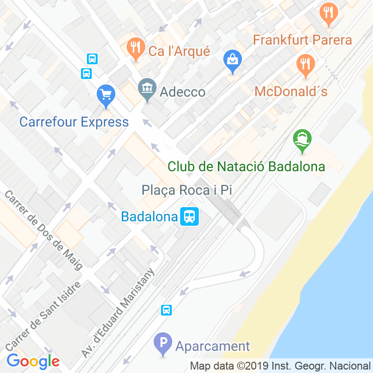 Código Postal calle Roca I Pi, plaça en Badalona