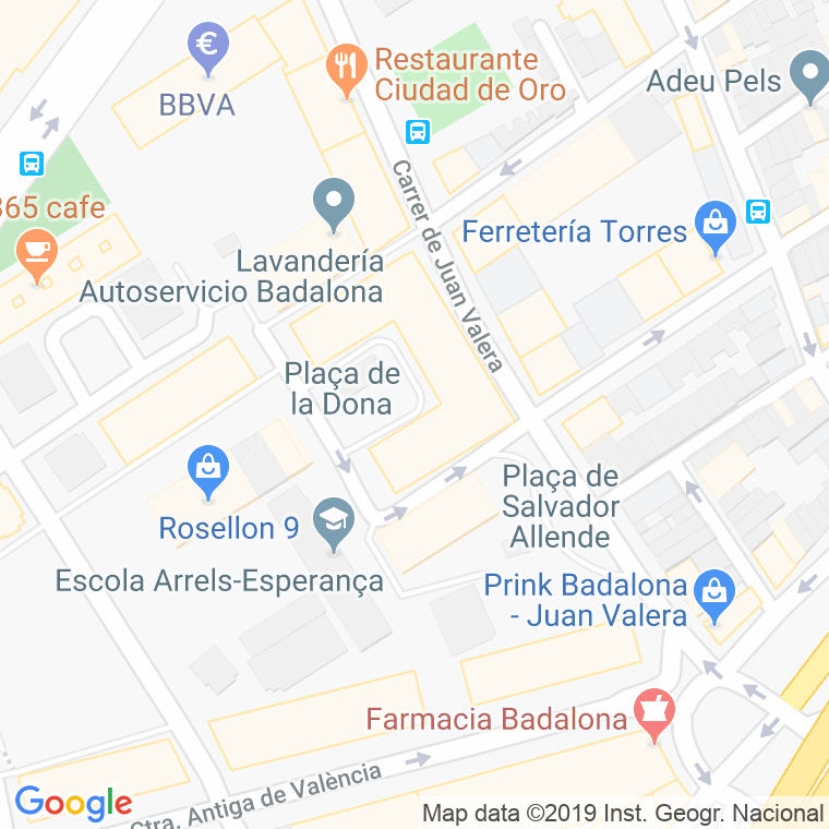 Código Postal calle Dona, De La, plaça en Badalona