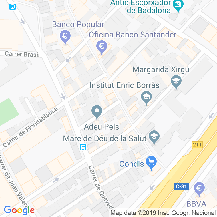 Código Postal calle Ramon I Cajal en Badalona
