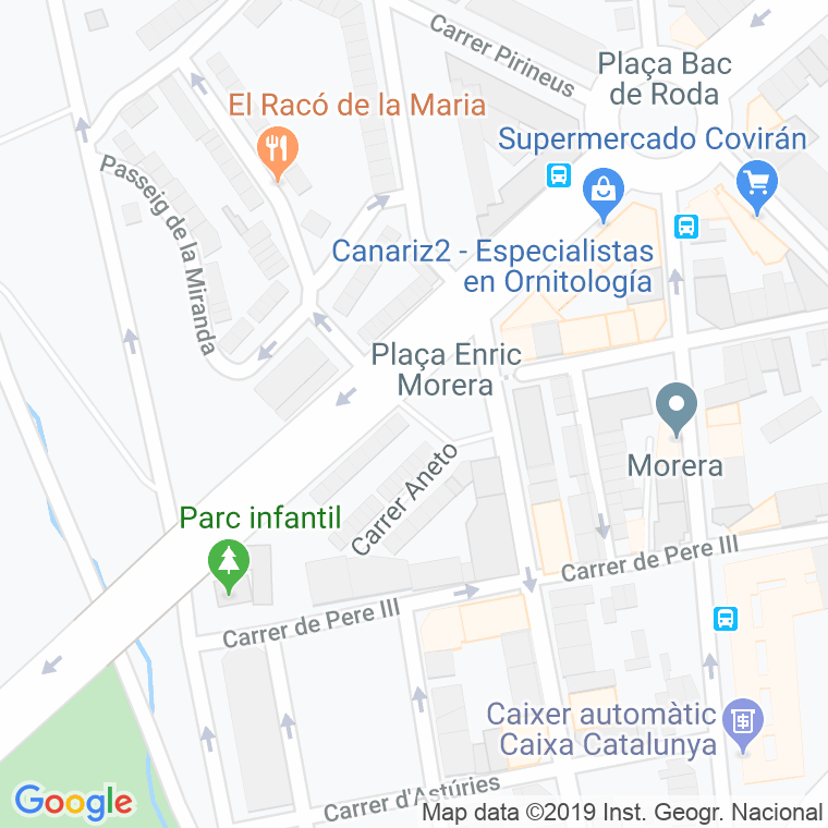 Código Postal calle Enric Morera, plaça en Badalona