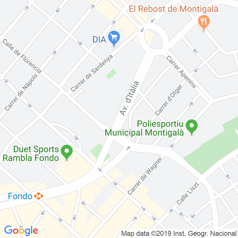 Código Postal calle Italia, avinguda en Badalona