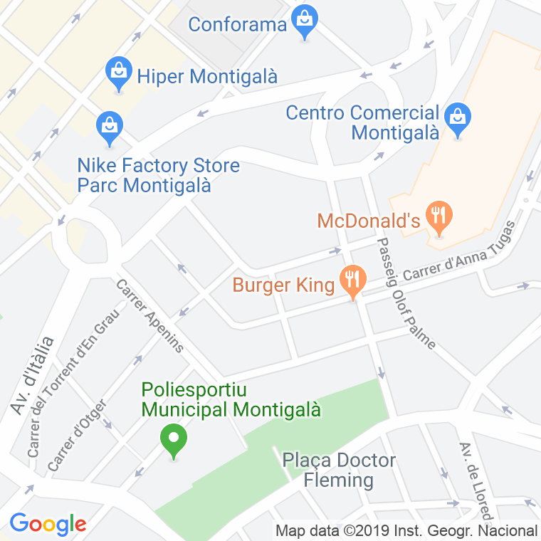 Código Postal calle Manuel Moreno Mauricio en Badalona