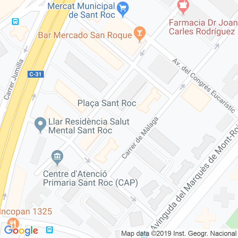 Código Postal calle Sant Roc, plaça en Badalona
