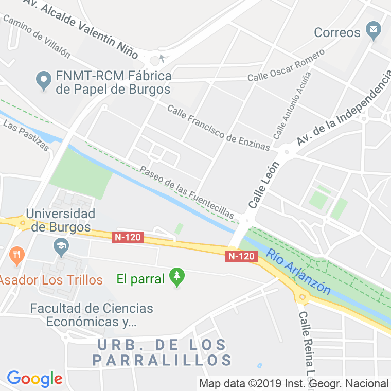 Código Postal calle Fuentecillas, paseo (Impares Del 23 Al Final)  (Pares Del 24 Al Final) en Burgos