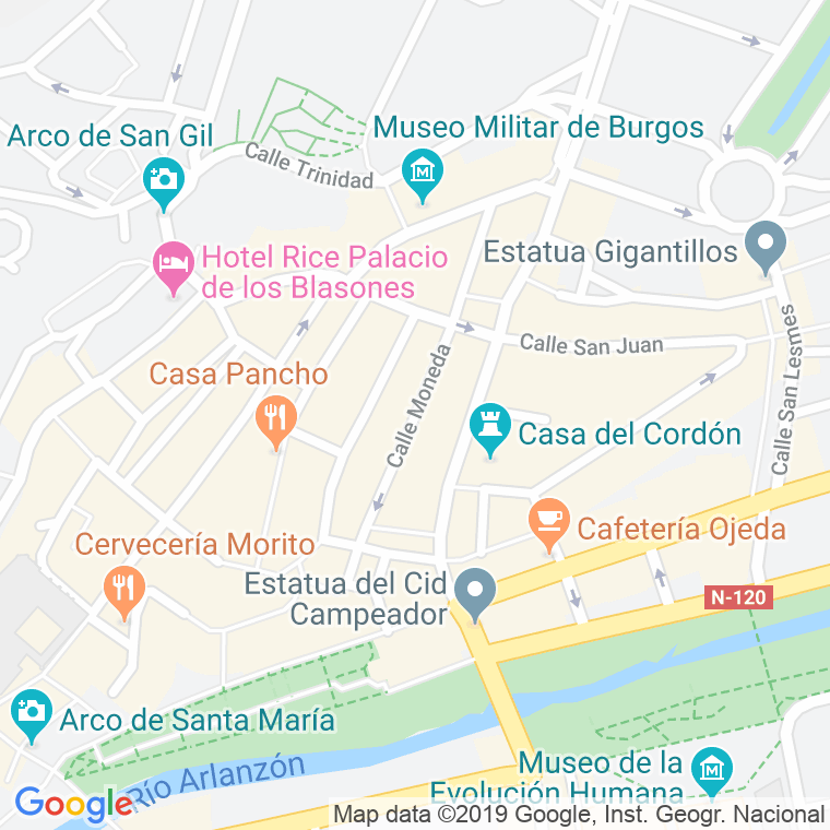Código Postal calle Moneda en Burgos