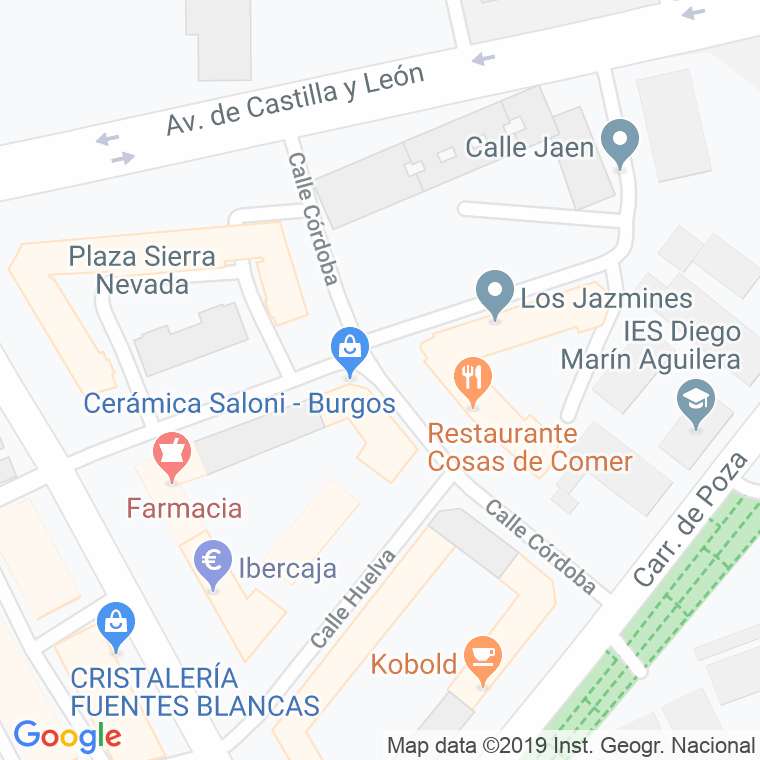 Código Postal calle Cordoba en Burgos
