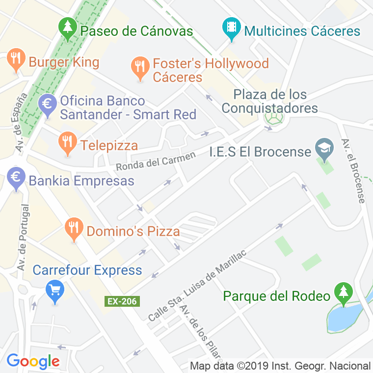 Código Postal calle Antonio Reyes Huertas en Cáceres
