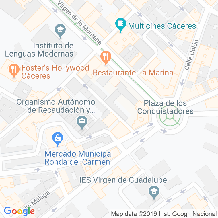 Código Postal calle Virgen Del Pilar en Cáceres
