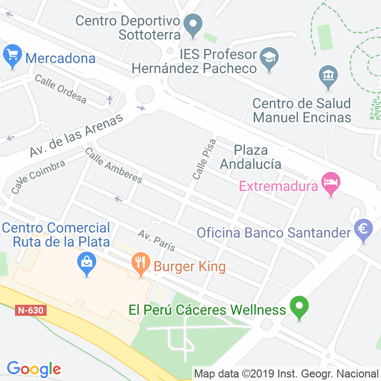 Código Postal calle Amberes en Cáceres