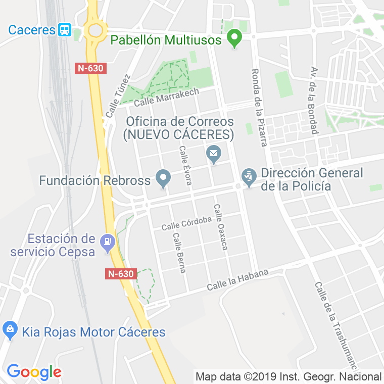 Código Postal calle Evora en Cáceres