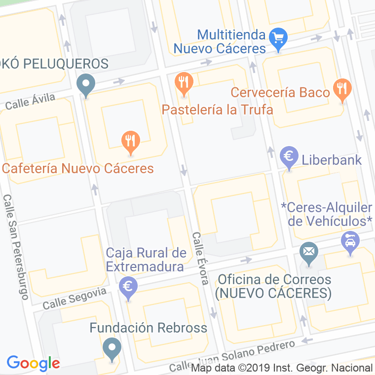 Código Postal calle Jerusalen en Cáceres