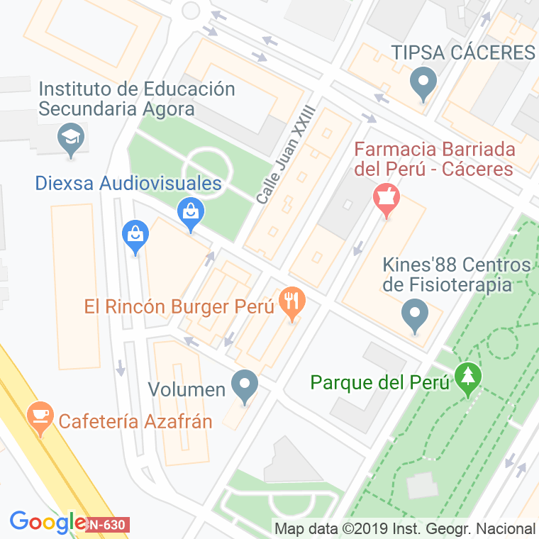 Código Postal calle Lima en Cáceres