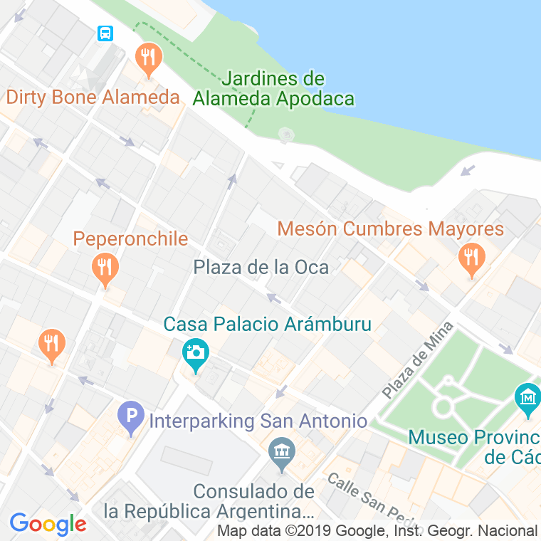 Código Postal calle Oca, De La, plazuela en Cádiz