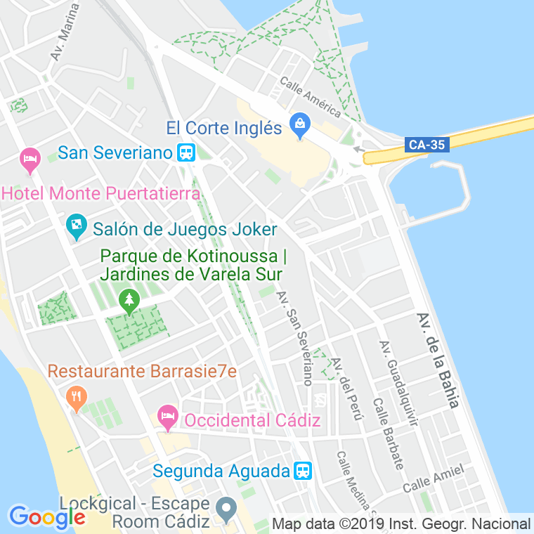 Código Postal calle San Severiano, avenida (Impares Del 1 Al 45)  (Pares Del 2 Al 20) en Cádiz