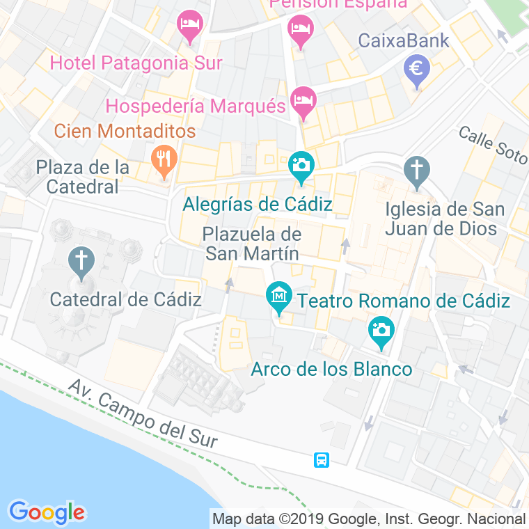 Código Postal calle General San Martin, Del, plaza en Cádiz