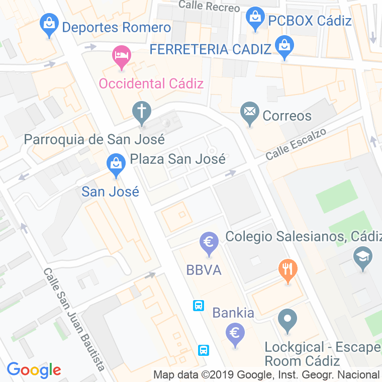 Código Postal calle Jesus De La Paz en Cádiz