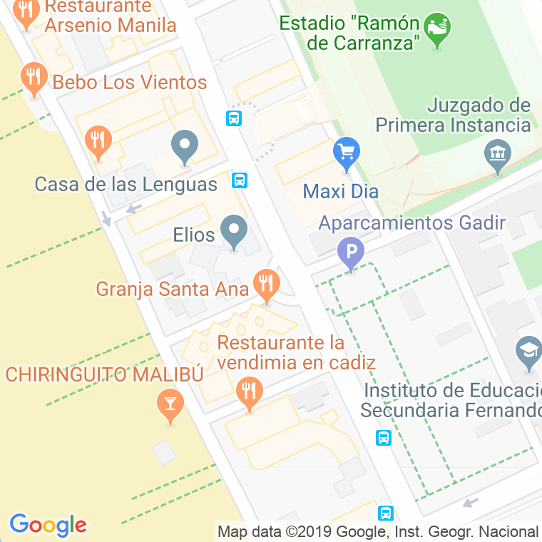 Código Postal calle Elios, plaza en Cádiz