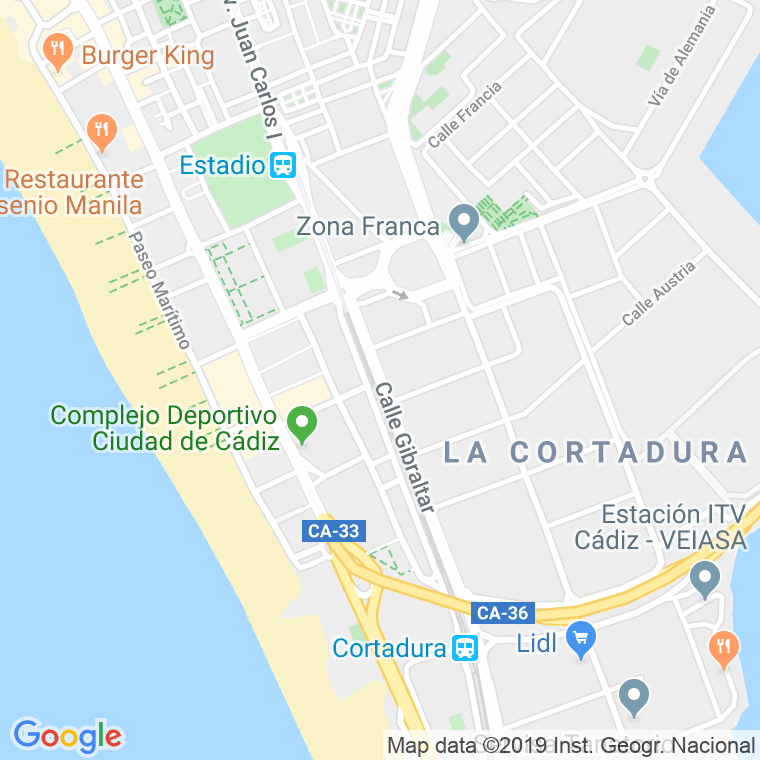 Código Postal calle Gibraltar, prolongacion en Cádiz