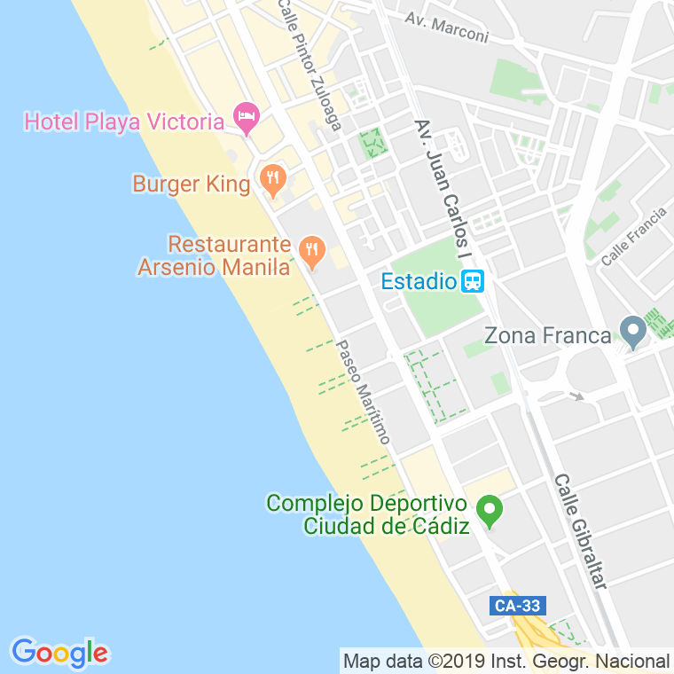 Código Postal calle Maritimo, paseo (Impares Del 17 Al Final)  (Pares Del 16 Al Final) en Cádiz